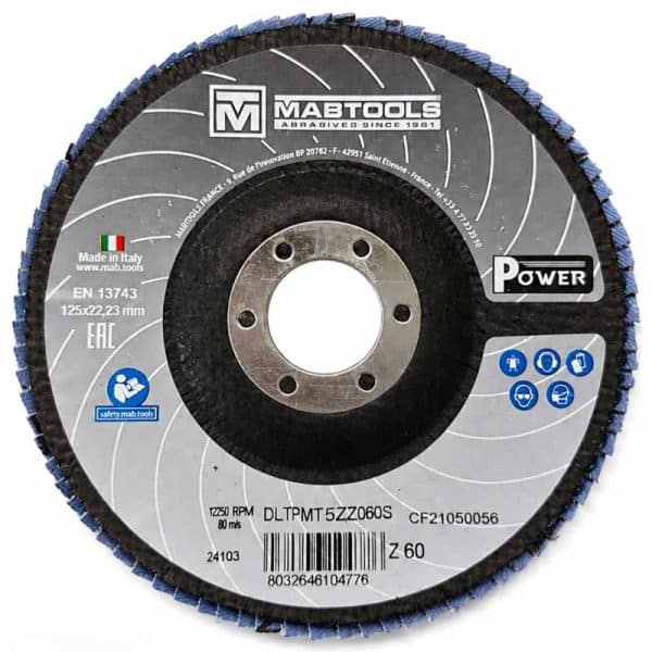 Disque Lamelles P60 Zirconium Disque à lamelles 125mm zirconium P60 acier inox MABtools fabriqué en France
