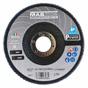 Disque Lamelles P80 Zirconium Disque à lamelles 125mm zirconium P80 acier inox MABtools fabriqué en France
