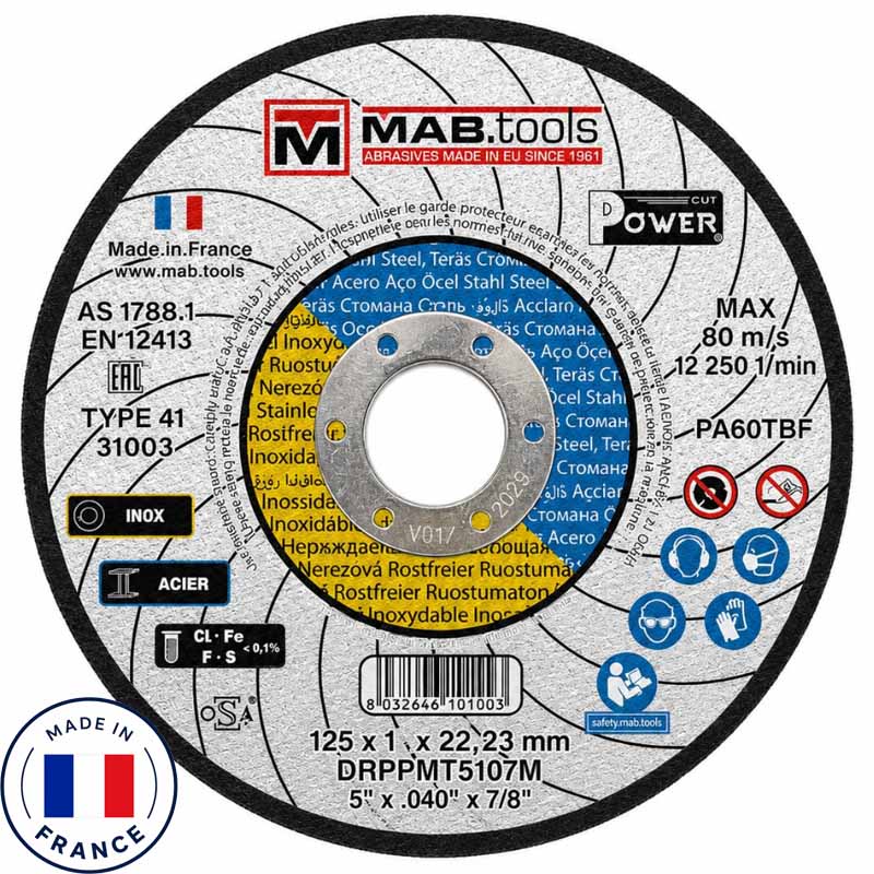 Disque à tronçonner 125×1,0mm - Acier & Inox - Fabriqué en France