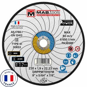 Disque à tronçonner 230×1,9mm - Acier & Inox - Fabriqué en France